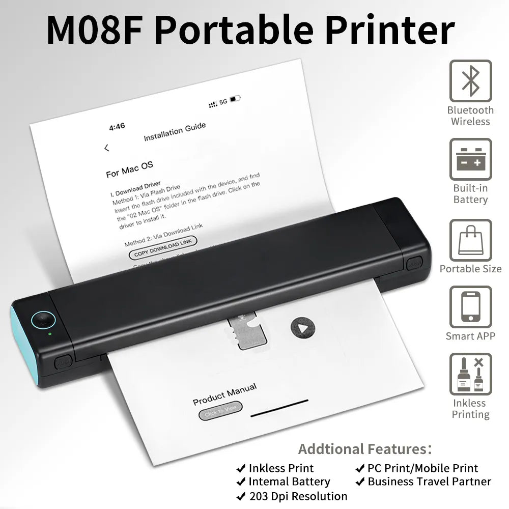 Imprimante thermique portable sans fil format A4