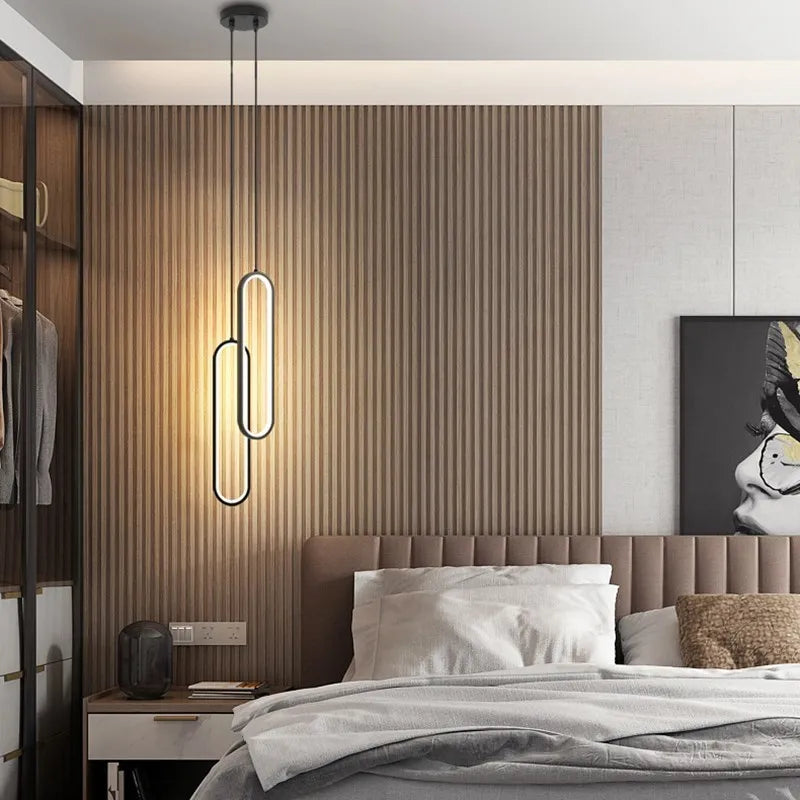 Lustre moderne minimaliste pendant à LED pour chambre et salon