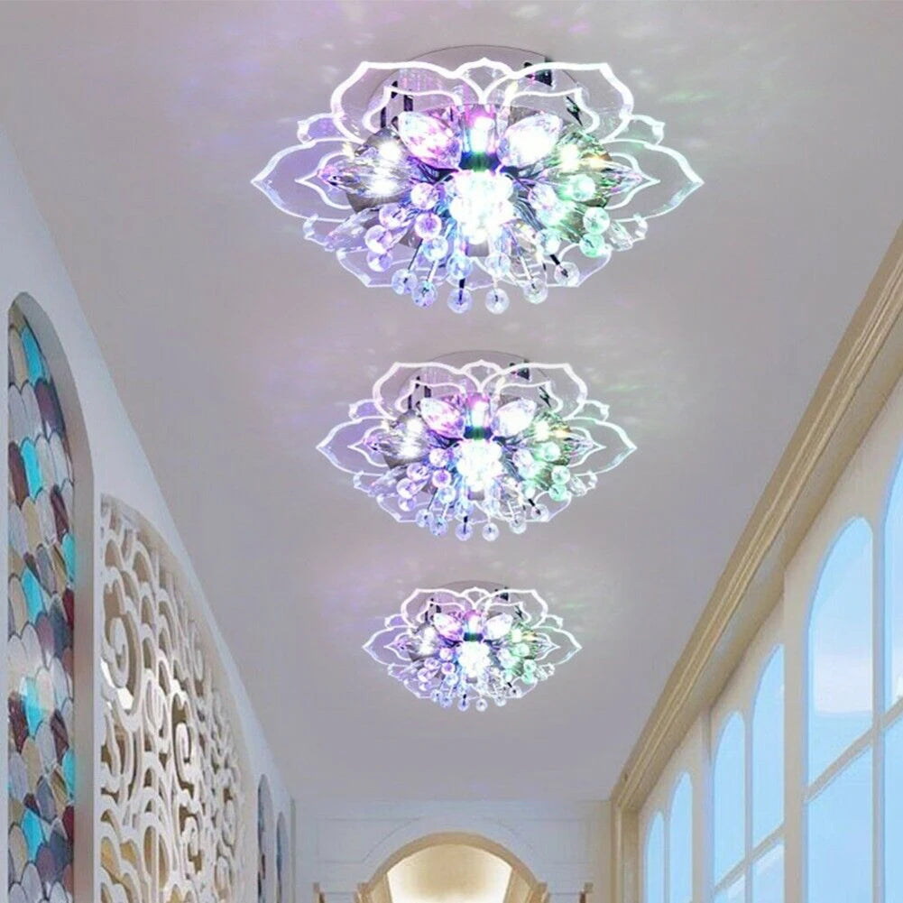 Chandelier moderne fleur de crystal lumière LED