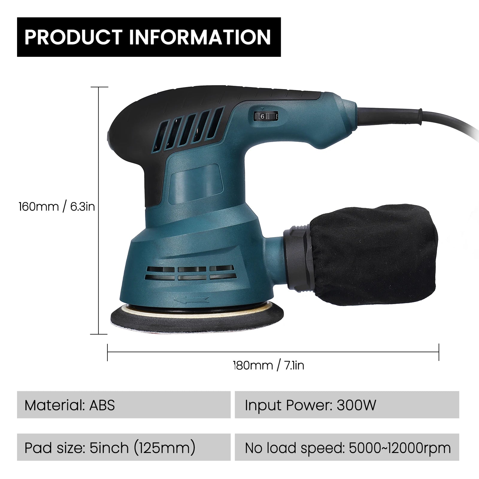 Ponceuse électrique 300W 6 vitesses 5000-12000rpm