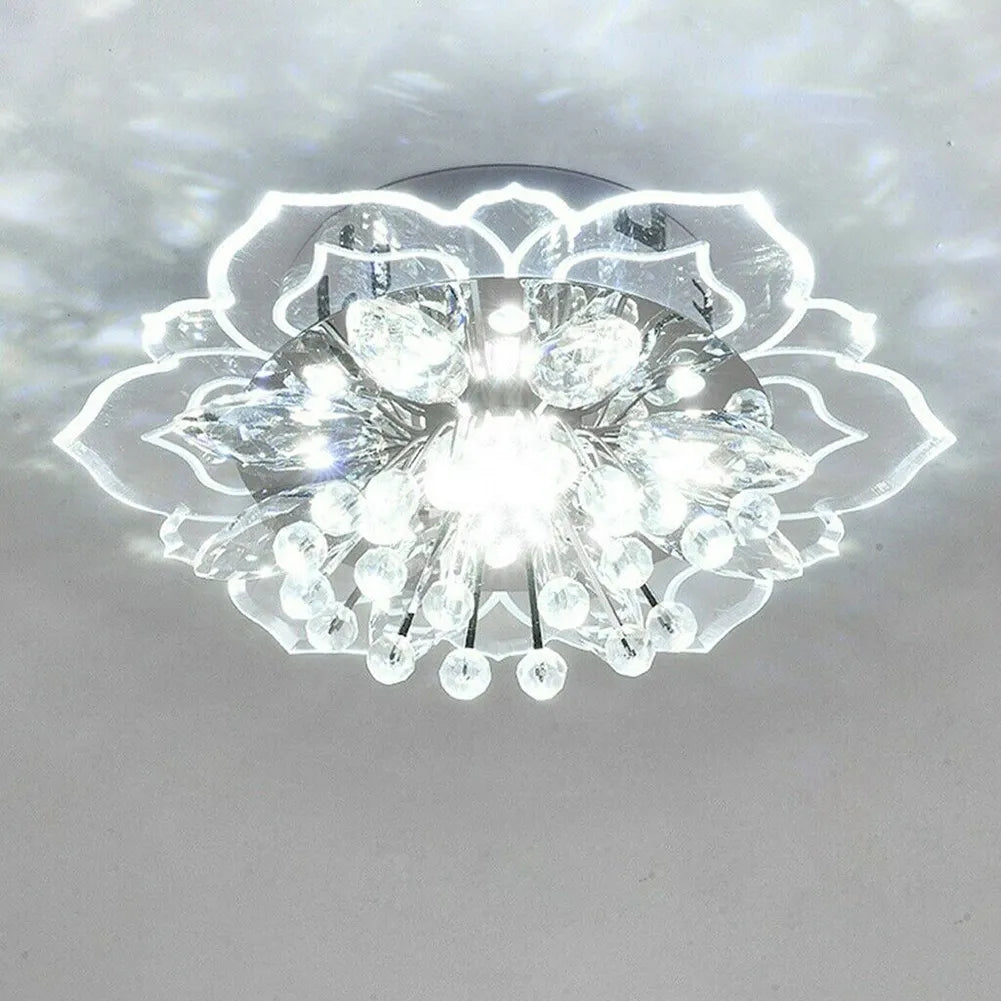 Chandelier moderne fleur de crystal lumière LED