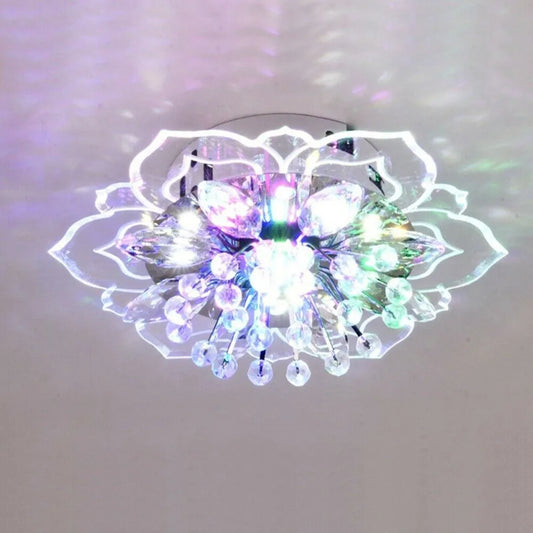 Chandelier moderne fleur de crystal lumière LED