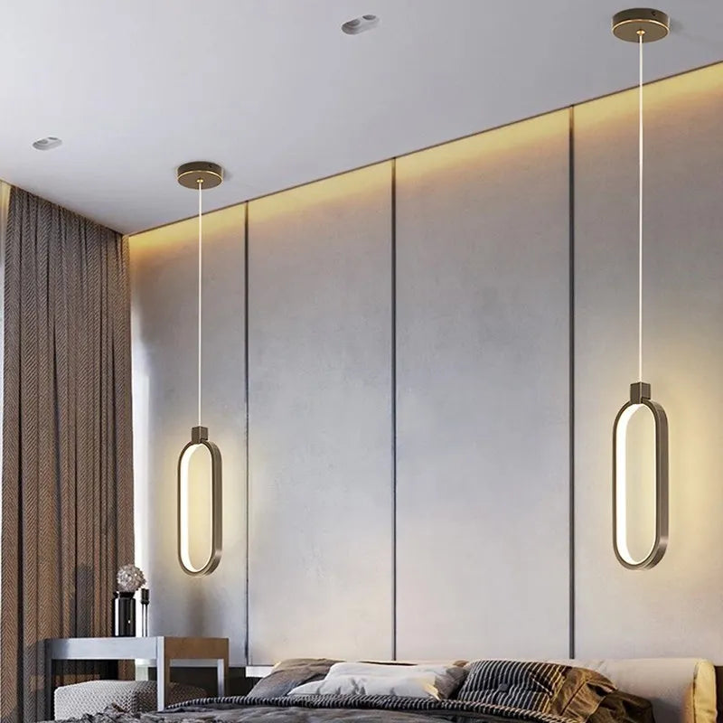 Lustre moderne minimaliste pendant à LED pour chambre et salon