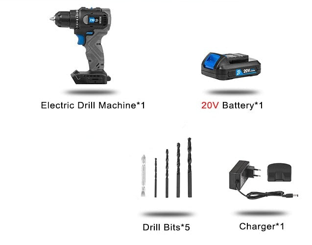 Perceuse sans balai 20V/21V 40NM/45NM avec batterie au lithium