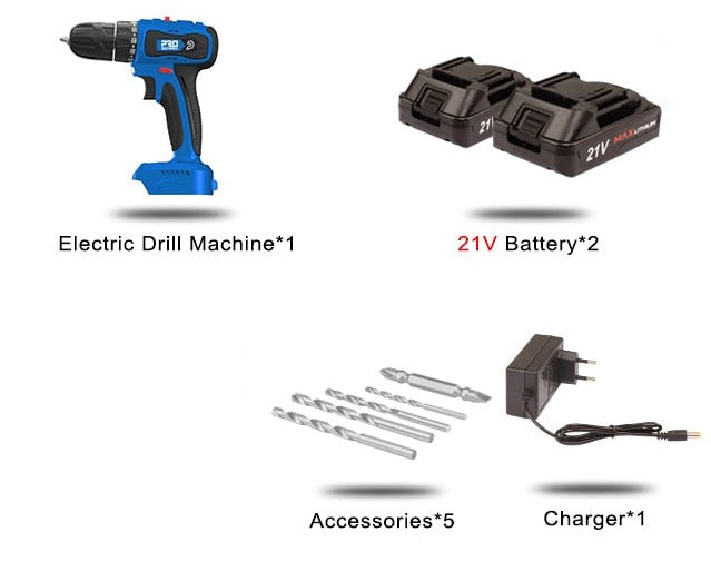 Perceuse sans balai 20V/21V 40NM/45NM avec batterie au lithium