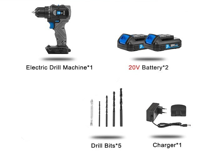 Perceuse sans balai 20V/21V 40NM/45NM avec batterie au lithium