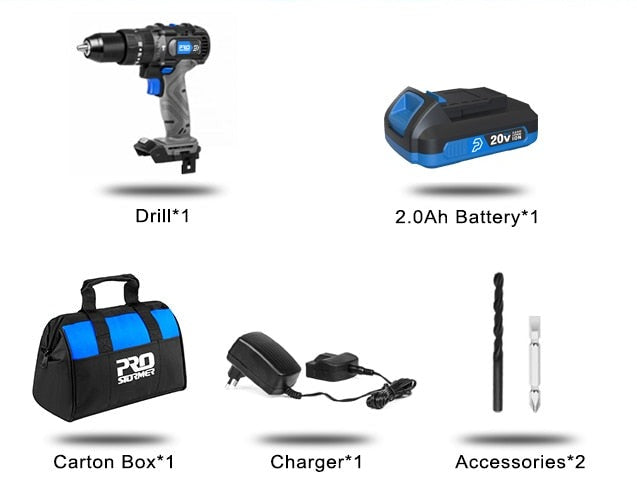 Perceuse à percussion sans balai 60NM - Tournevis électrique sans fil 3 fonctions 20V