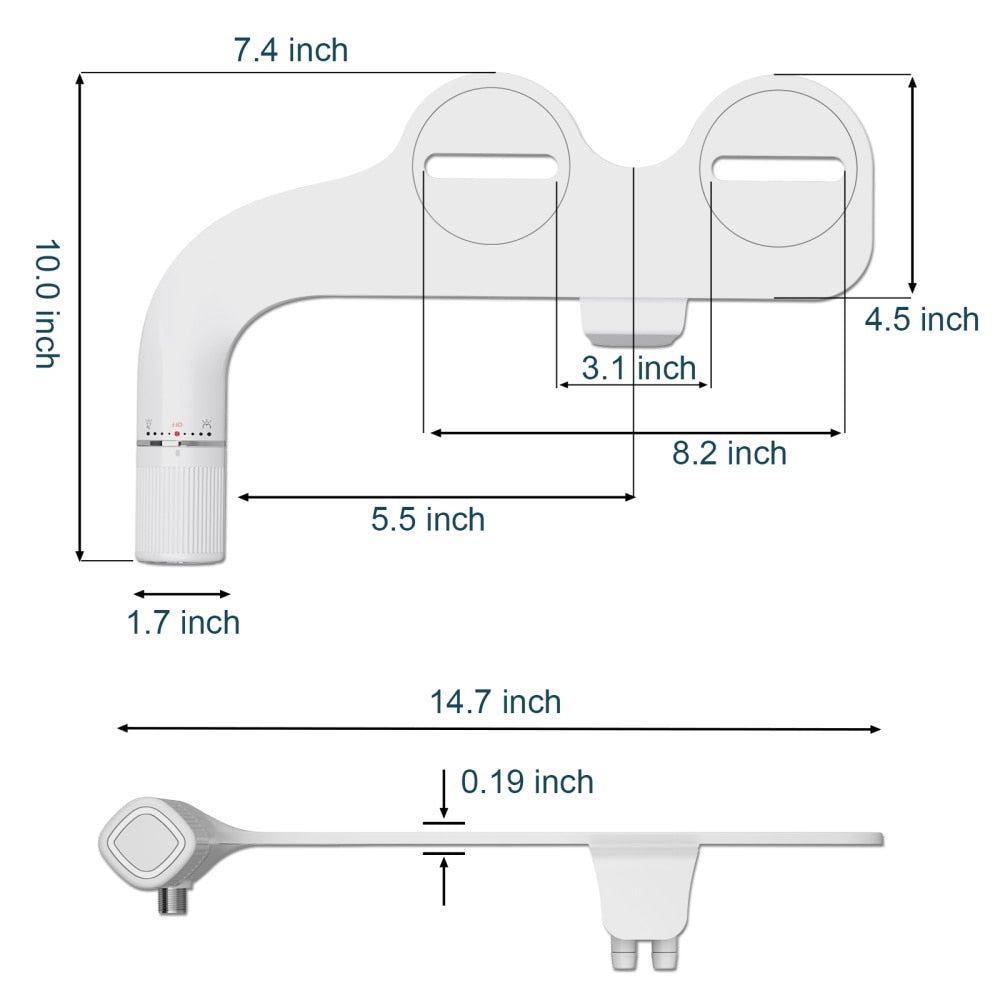 Bidet pour siège de toilette à double buse et pression réglable