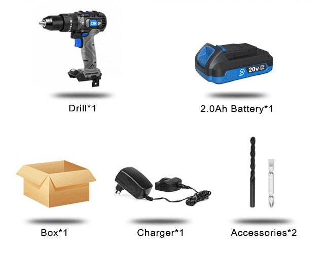 Perceuse à percussion sans balai 60NM - Tournevis électrique sans fil 3 fonctions 20V