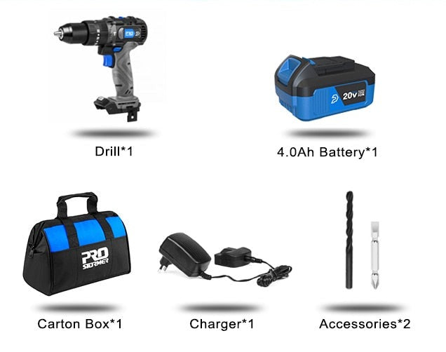 Perceuse à percussion sans balai 60NM - Tournevis électrique sans fil 3 fonctions 20V