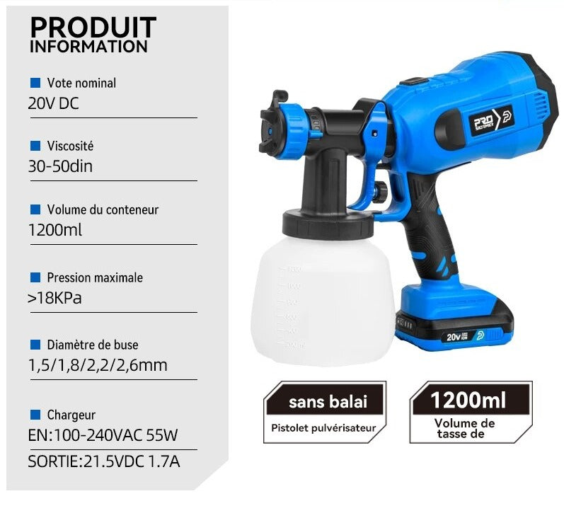 Pistolet à peinture 1200mL 600W/750W - Pulvérisateur à 4 buses