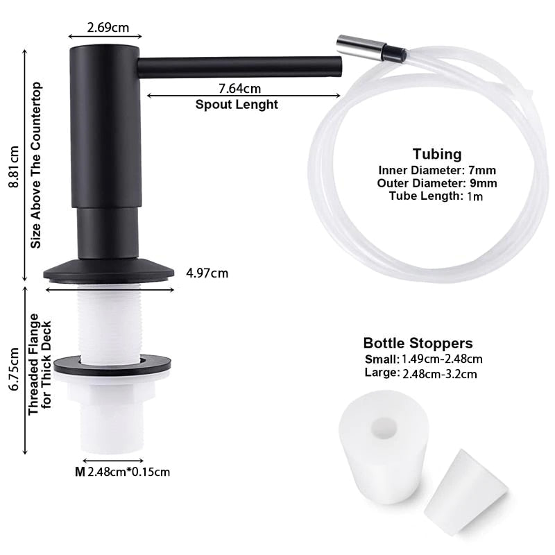 Distributeur de savon liquide avec kit de tube moderne noir mat